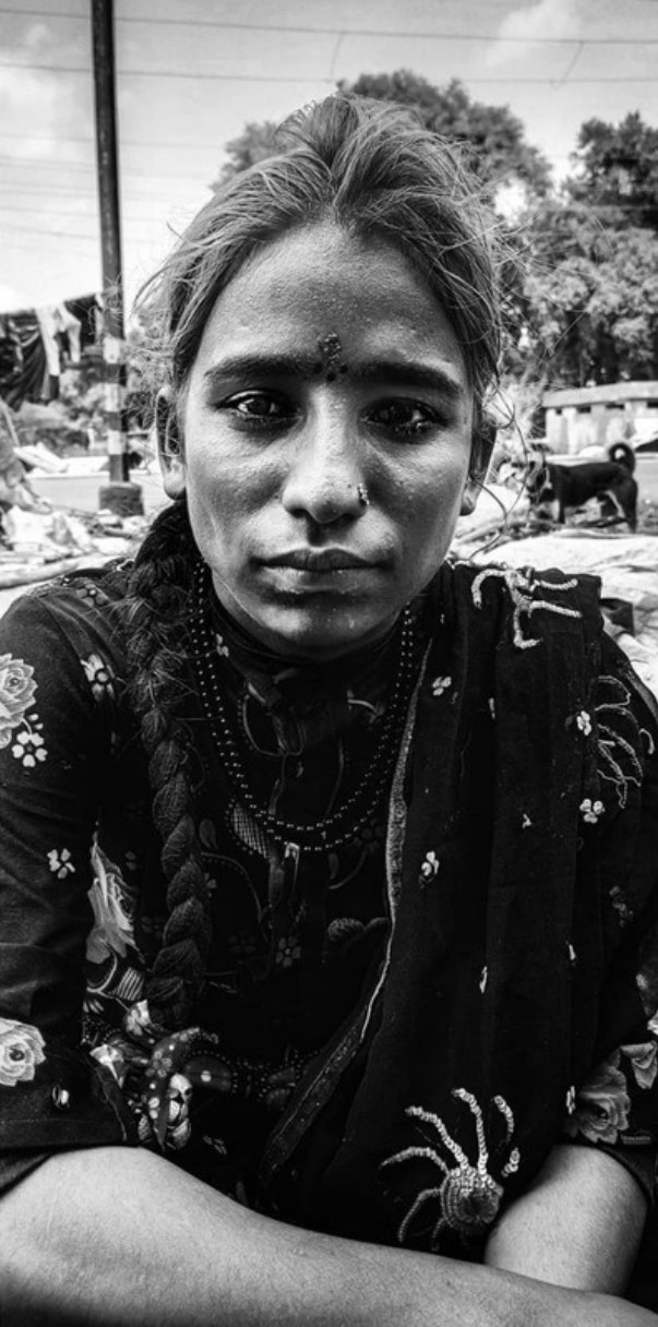 Black and white street portrait, part of Pragati's personal photography