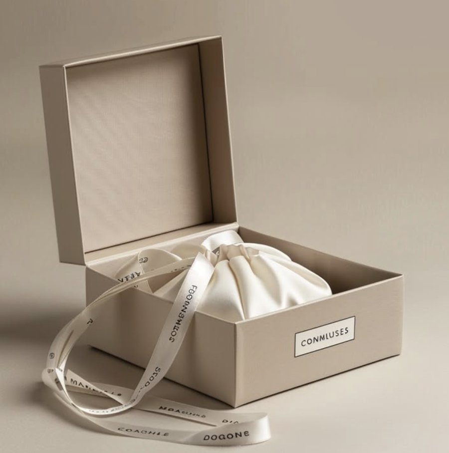 Personalized luxury gift packaging with a thank-you tag